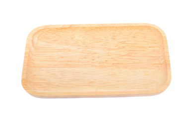 wooden plate isolated on white background