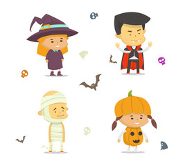 Set of characters for Halloween. Vector cartoon style illustration.