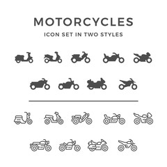 Set icons of motorcycle