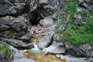 Naklejka na ściany i meble Mlinarica river source and gorge in Triglav National Park, Slove