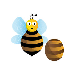 Bee Icon - Isolated On White Background. Vector Illustration, Graphic Design. For Web, Websites, Print Material