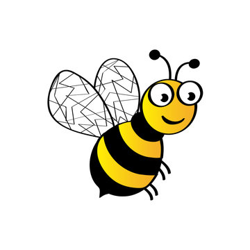 Bee Icon - Isolated On White Background. Vector Illustration, Graphic Design. For Web, Websites, Print Material