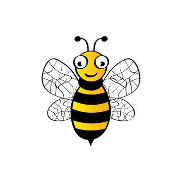 Bee Icon - Isolated On White Background. Vector Illustration, Graphic Design. For Web, Websites, Print Material