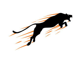 Silhouette Cheetah, Panther, design using black line square, graphic vector.