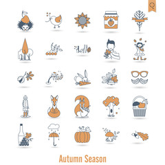 Fototapeta premium Set of Flat Autumn Icons