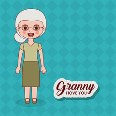 Old woman cartoon icon. Grandmother granny and family theme. Colorful design. Vector illustration