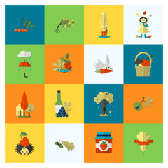 Set of Flat Autumn Icons