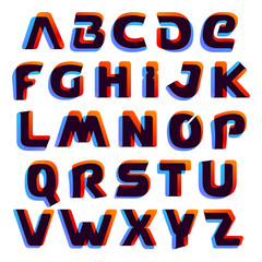 Alphabet logos formed by colorful overlay ribbon.
