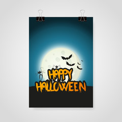 Happy Halloween poster, vector illustration

