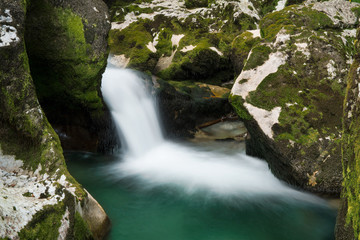 Small waterfall in Mostnica Gorge, Slovenia