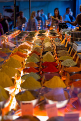 Assortment of different spices on the market in Strasbourg, France