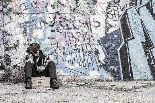 Homeless man praying for home