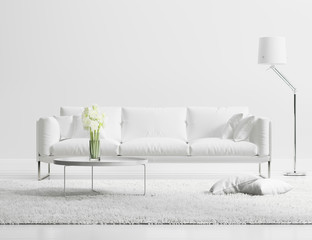 All white modern living room
