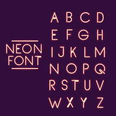 neon font alphabet icon. Text typography decoration and advertising theme. Colorful design. Vector illustration