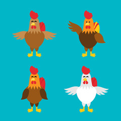 cartoon rooster set