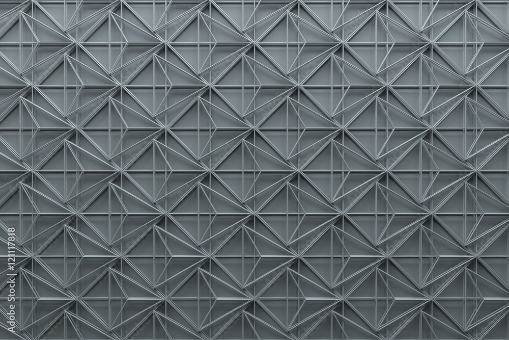 Poster 3d rendering abstract background with repeat of wireframe structures. clones of primitive geometric 