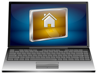 Laptop computer with Home Button - 3D illustration