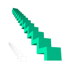 Stairway. Isolated on white. 3d Vector illustration.Bottom view.