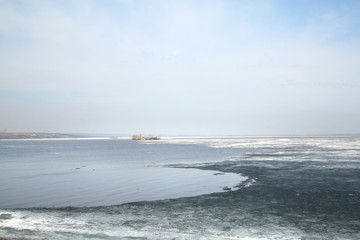ice drift on the river