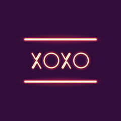 xoxo neon font icon. Text typography decoration and advertising theme. Colorful design. Vector illustration