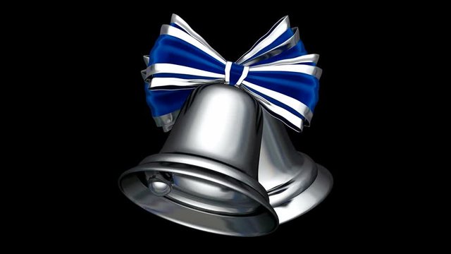 3D animated seamless loop of two silver Christmas bells, alpha mask is included