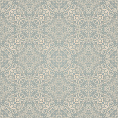 Seamless background of light beige and blue  color in the style of Damascus