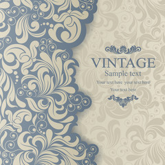Wedding Invitation cards in an vintage-style blue