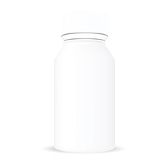 VECTOR PACKAGING: White gray beauty products/cosmetics or medical plastic bottle on isolated white background. Mock-up template ready for design