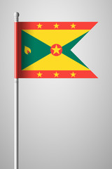 Flag of Grenada. National Flag on Flagpole