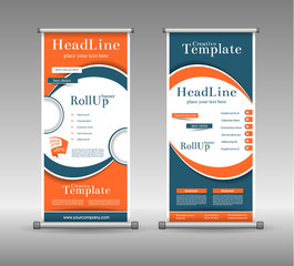 Roll Up Banner Abstract Geometric Colourful Design, Advertising Vector Background