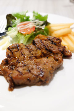 grilled meat with  french fries