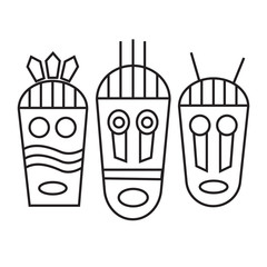 Ethnic masks flat icons