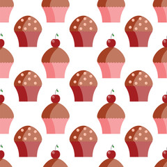Seamless pattern of cupcakes