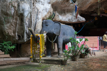 Stone sculpture of an elephant.