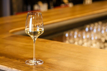 White wine in a bar