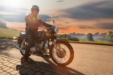 Fototapeta na wymiar Classic Motorbike Rider