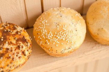 Bakery product. Delicious buns for you. Pastry. Cookie.