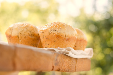 Bakery product. Delicious buns for you. Pastry. Cookie.