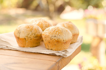 Bakery product. Delicious buns for you. Pastry. Cookie.
