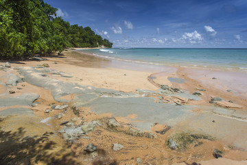 Nail Island blue sky with white clouds, Andaman Islands, India