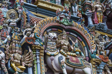 Fototapeta na wymiar Detail of Meenakshi Temple in Madurai, India