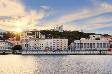 Cloudy sunset over Vieux Lyon