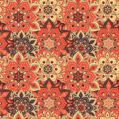 Seamless hand drawn mandala pattern. Vintage elements in oriental style. Texture for wallpapers, backgrounds and page fill. Islam, arabic, indian, turkish,ottoman, asian motifs. Vector illustration.