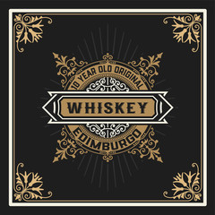 Whiskey label with old frames