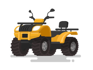 Naklejka premium Yellow ATV. Four-wheel all-terrain vehicle. Quad bike on the iso
