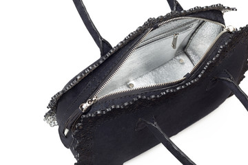 Leather female handbag isolated on white