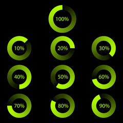 Set of indicators. Download progress, web design template, interface upload. Vector illustration.