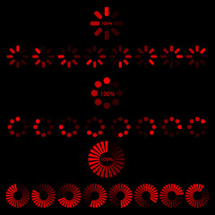 Set of indicators. Download progress, web design template, interface upload. Vector illustration.