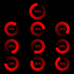 Set of indicators. Download progress, web design template, interface upload. Vector illustration.