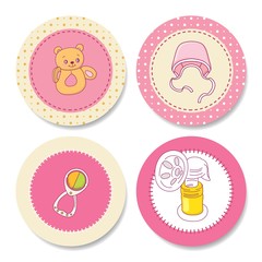 Set of colorful stickers for girl's birthday